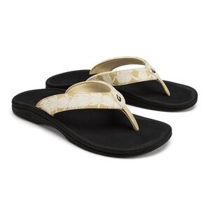 OluKai Gold and Black Women's Sandals
